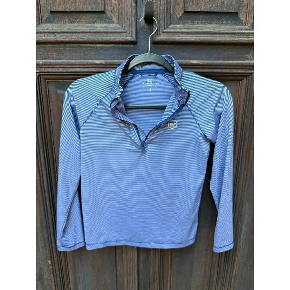 Vineyard Vines x Life is Good Kids Sankaty Pullover Blue Striped Sz Small